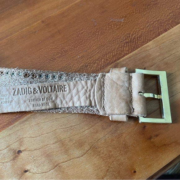 Brown Italian leather belt with gold studs and stars main image 4